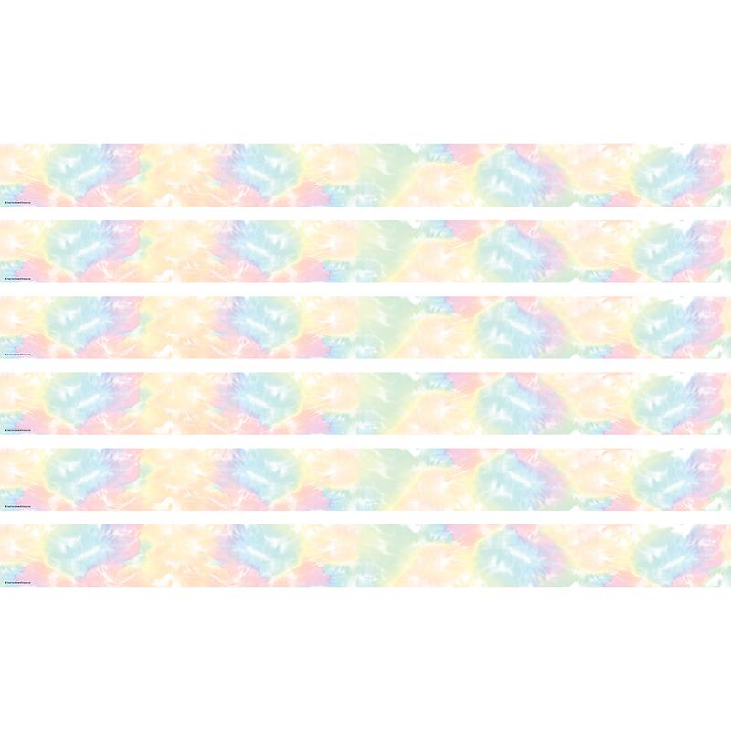 Pastel Pop Tie-Dye Straight Border Trim, 35 Feet Per Pack, 6 Packs