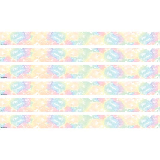 Pastel Pop Tie-Dye Straight Border Trim, 35 Feet Per Pack, 6 Packs