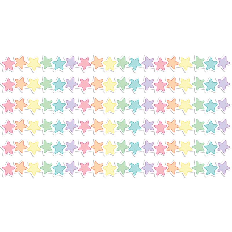 Pastel Pop Stars Die-Cut Border Trim, 35 Feet Per Pack, 6 Packs