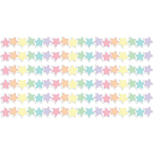 Pastel Pop Stars Die-Cut Border Trim, 35 Feet Per Pack, 6 Packs