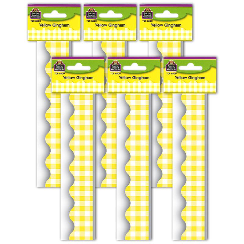 Yellow Gingham Scalloped Border Trim, 35 Feet Per Pack, 6 Packs