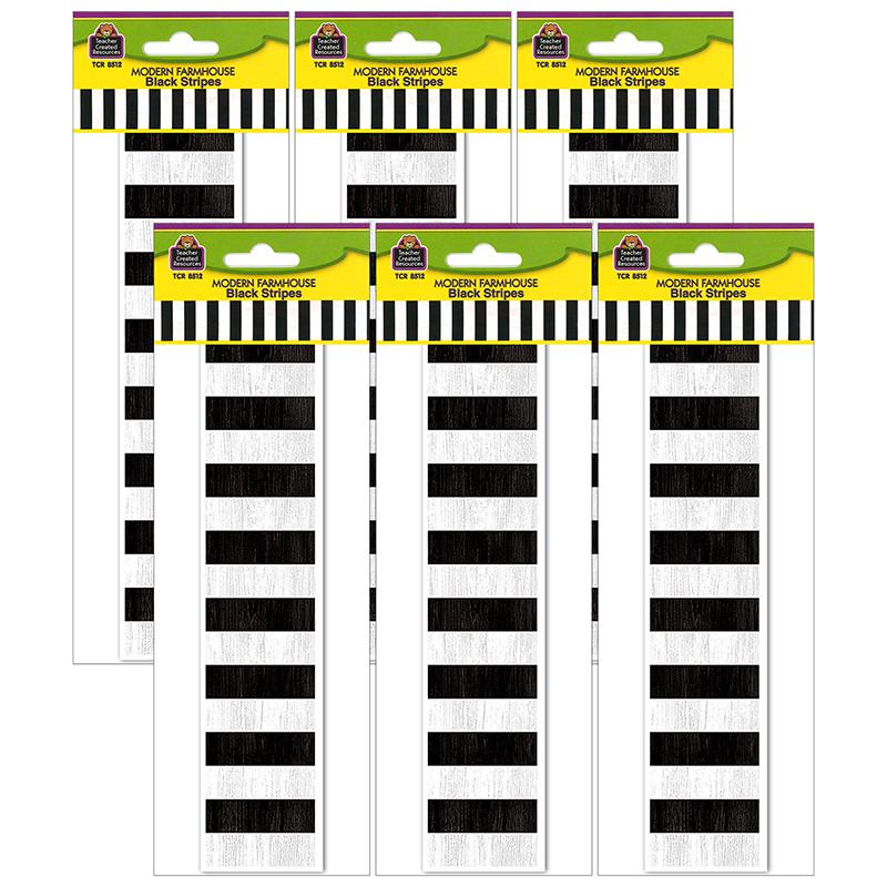 Modern Farmhouse Black Stripes Straight Border Trim, 35 Feet Per Pack, 6 Packs