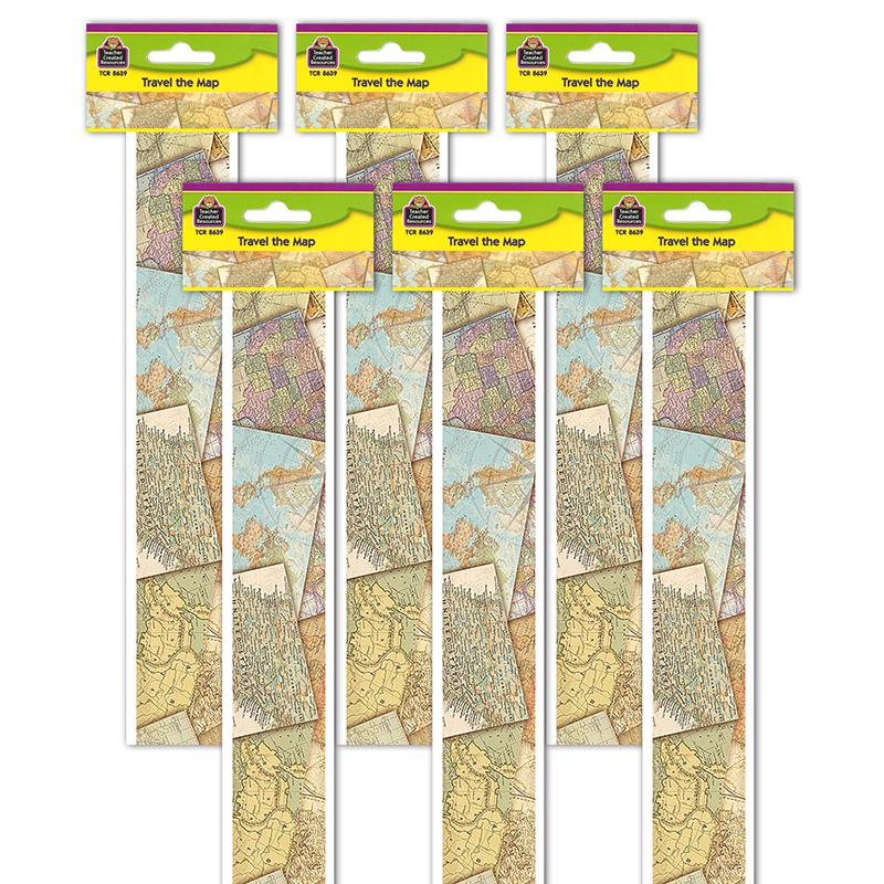 Travel the Map Straight Border Trim, 35 Feet Per Pack, 6 Packs