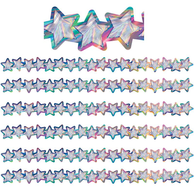 Iridescent Stars Die-Cut Border Trim, 35 Feet Per Pack, 6 Packs