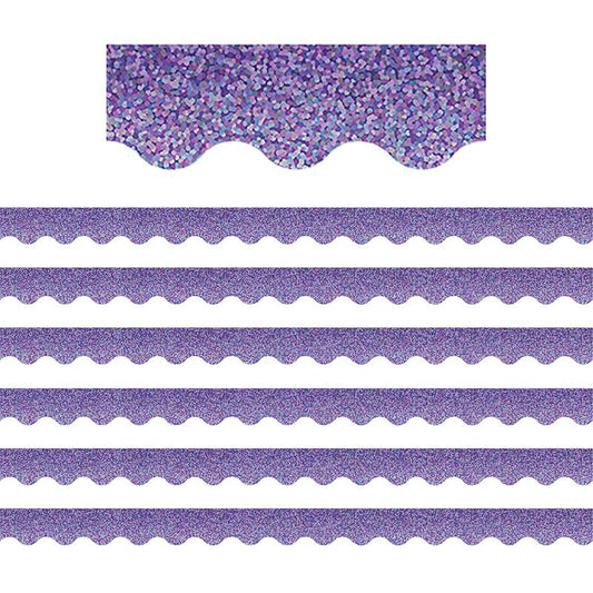 Purple Sparkle Scalloped Border Trim, 35 Feet Per Pack, 6 Packs