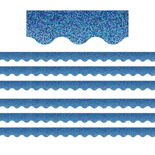 Blue Sparkle Scalloped Border Trim, 35 Feet Per Pack, 6 Packs