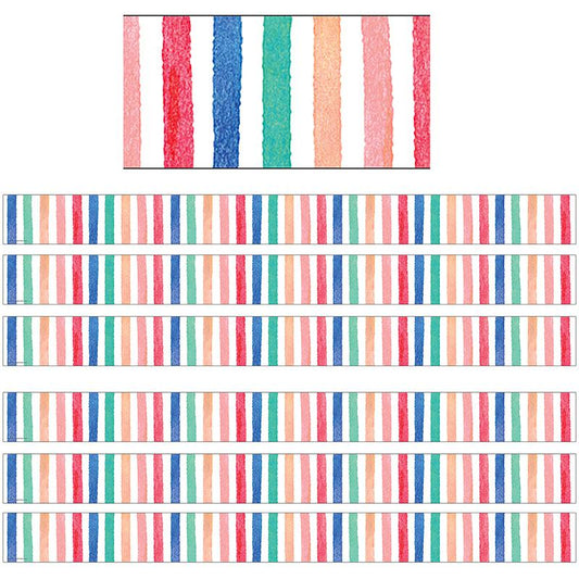 Watercolor Stripes Border Trim, 35 Feet Per Pack, 6 Packs