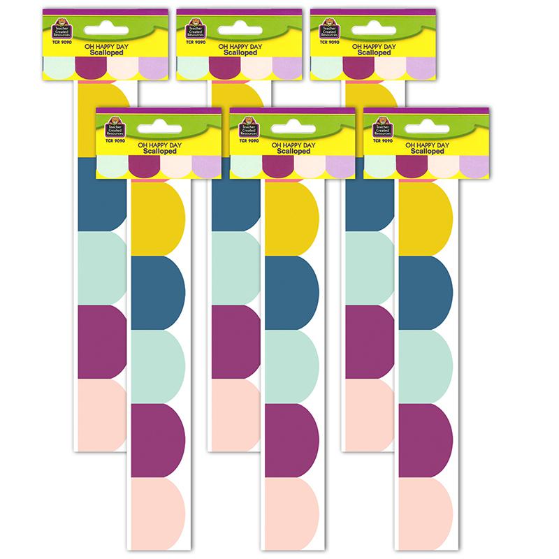 Oh Happy Day Scalloped Die-Cut Border Trim, 35 Feet, 6 Packs