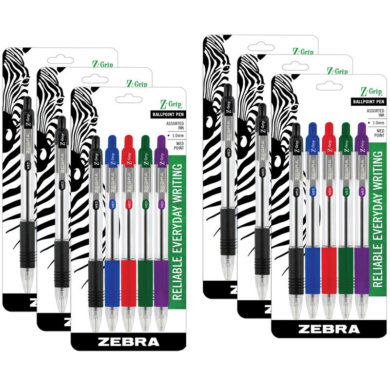 Z-Grip Ballpoint Retractable Pen, 1.0mm, Assorted, 5 Per Pack, 6 Packs