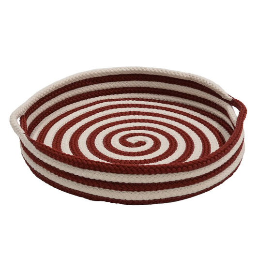 Candy Cane Round Tray - Red 18"x18"x3"