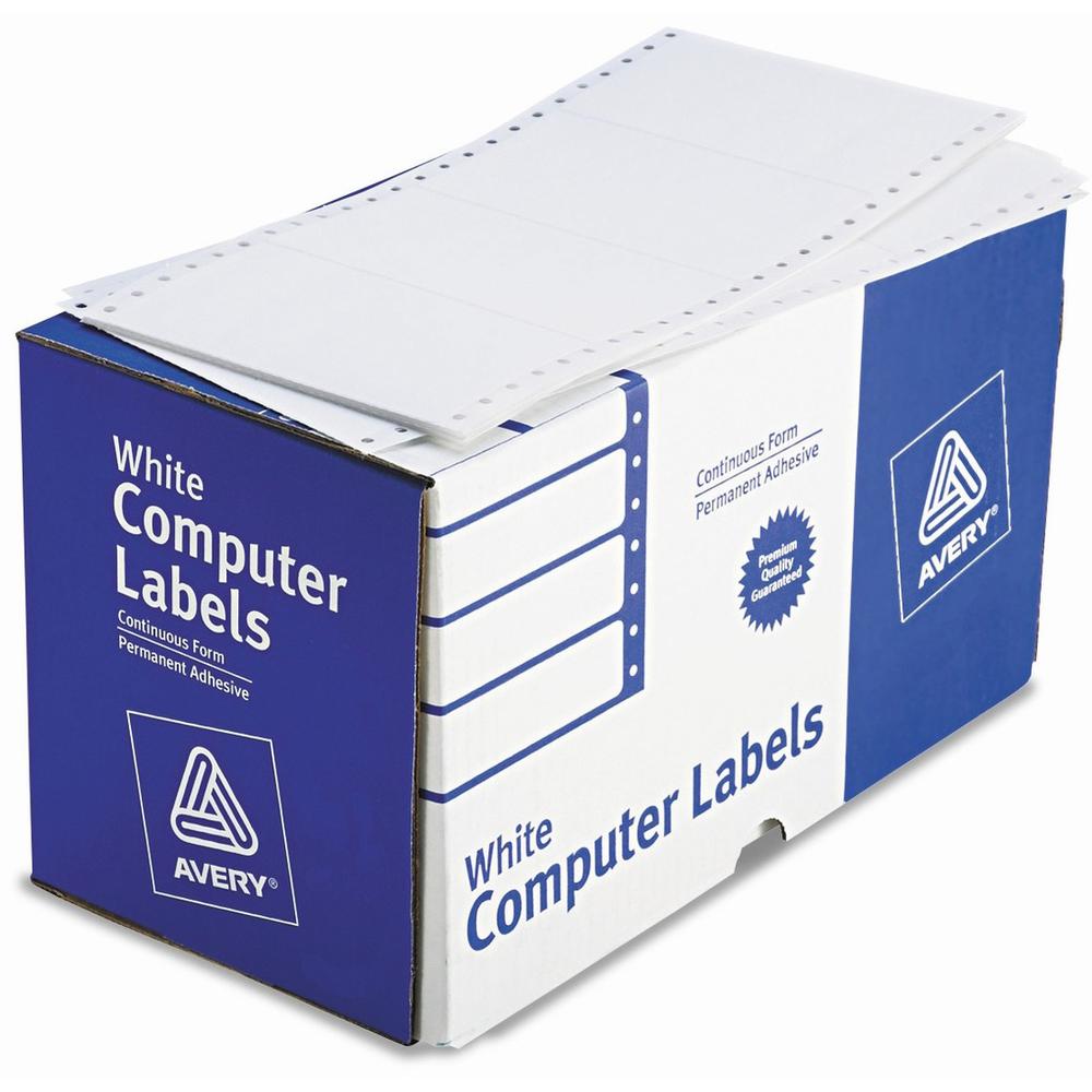 Avery&reg; Address Label - 5" Width x 2 15/16" Length - Permanent Adhesive - Dot Matrix - White - 1 / Sheet - 3000 Total Label(s) - 3000 / Box