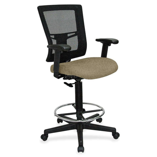 Lorell Mesh Back Drafting Stool - Expo Latte Seat - Black Frame - 1 Each