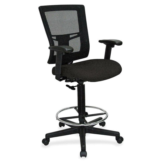 Lorell Mesh Back Drafting Stool - Perfection Black Seat - Black Frame - 1 Each