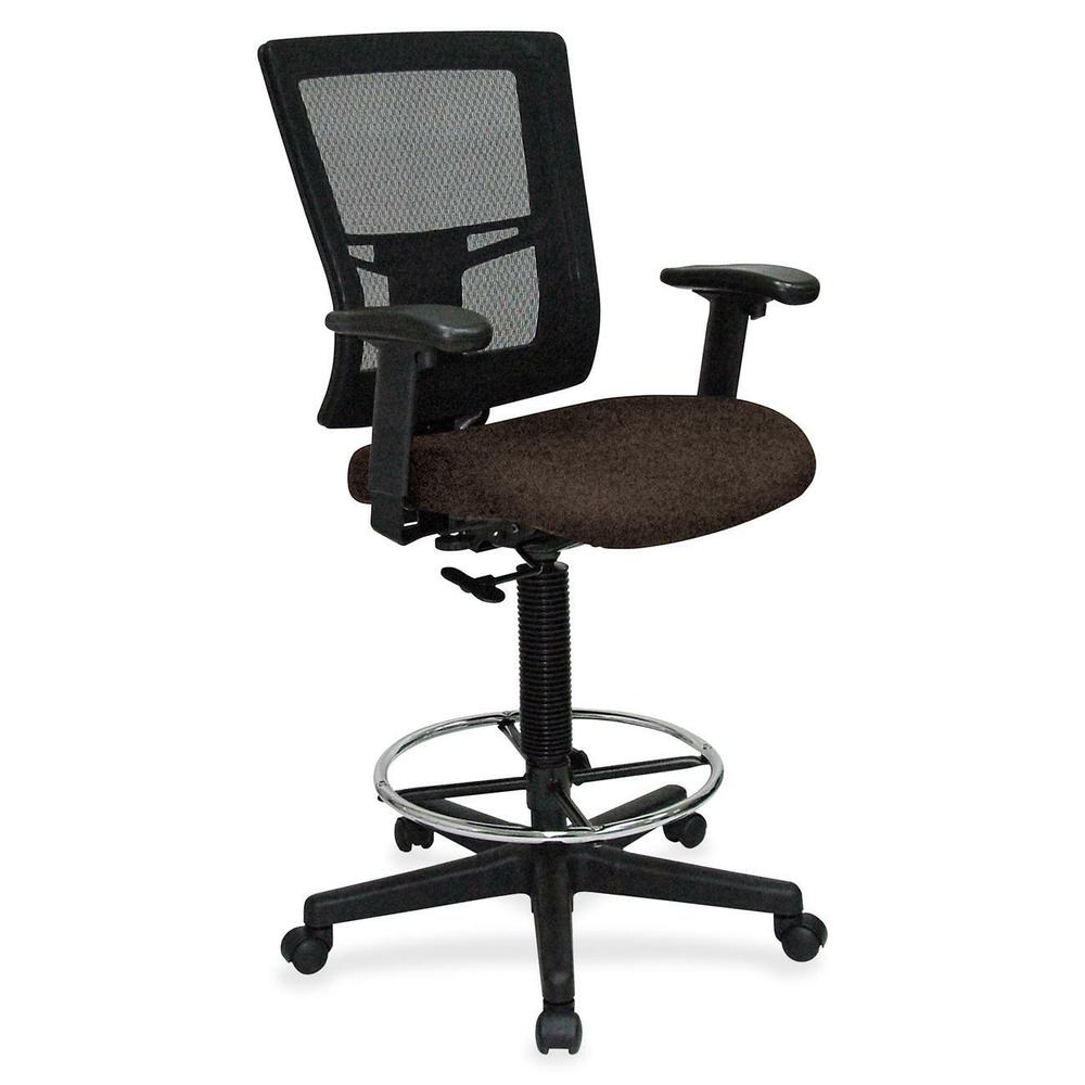 Lorell Mesh Back Drafting Stool - Forte Fudge Seat - Black Frame - 1 Each