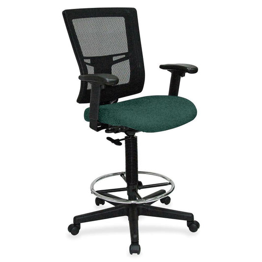 Lorell Mesh Back Drafting Stool - Forte Chive Seat - Black Frame - 1 Each