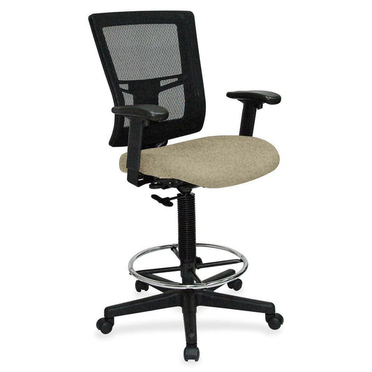 Lorell Mesh Back Drafting Stool - Forte Pumice Seat - Black Frame - 1 Each