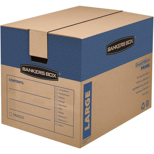 SmoothMove&trade; Prime Moving Boxes, Large - Internal Dimensions: 18" Width x 24" Depth x 18" Height - External Dimensions: 18.3" Width x 25" Depth x 19" Height - Locking Tab, Lid Lock Closure - Card