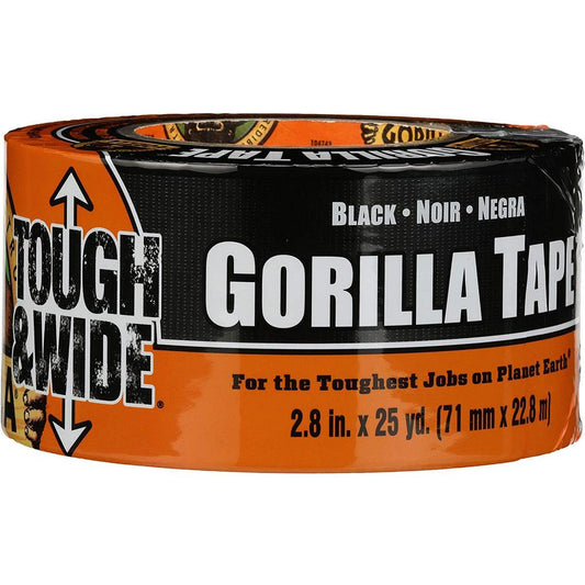 Gorilla Tough & Wide Tape - 25 yd Length x 2.88" Width - 1 Each - Black