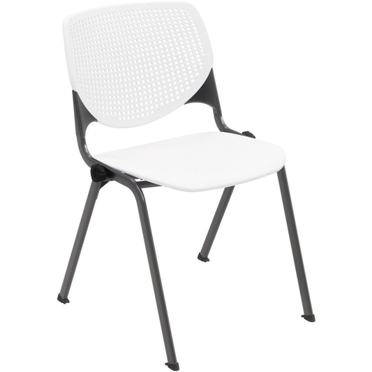 KFI Stacking Chair - Polypropylene Seat - Polypropylene Back - Steel Frame - Four-legged Base - Black, White - 1 Each