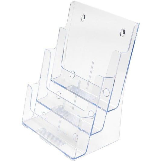 Deflecto Multi-Compartment DocuHolder - 3 Compartment(s) - 3 Tier(s) - 12.6" Height x 9.5" Width x 6.3" Depth - Desktop - Magazine Size - Clear - Plastic - 1 Each