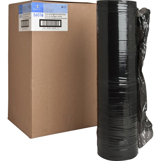 Sparco Heavyweight Black Stretch Film - 18" Width x 1500 ft Length - 4 Wrap(s) - Heavyweight - Black - 4 / Carton