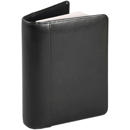 Samsill Regal Business Card Binder - 120 Capacity - 6-ring Binding - Refillable - Black Leather Cover