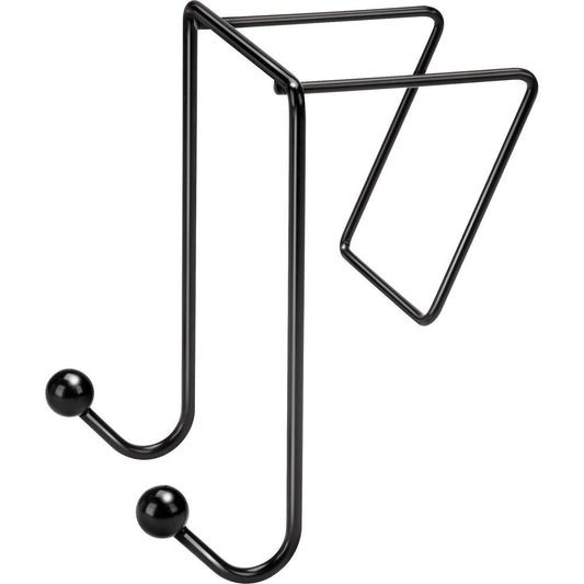 Fellowes Wire Partition Additions&trade; Double Coat Hook - 2 Hooks - for Coat, Umbrella, Sweater, Wall - Plastic, Wire - Black - 1 Each