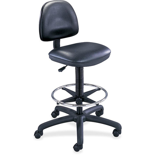 Safco Precision Extended Height Drafting Chair - Vinyl Black Vinyl Seat - Black Frame - 5-star Base - Black - 1 Each