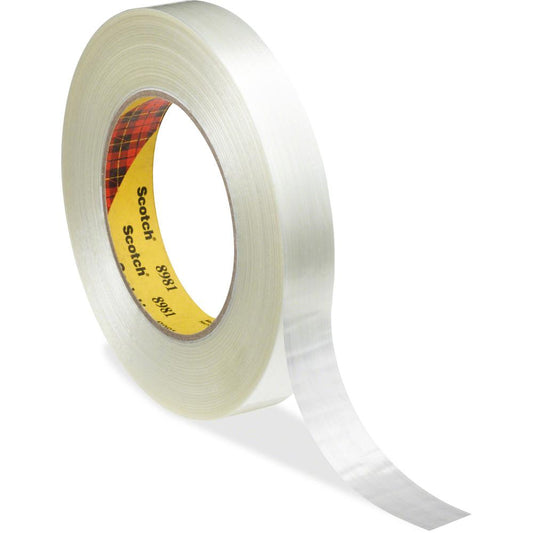 Scotch Premium-Grade Filament Tape - 60 yd Length x 1" Width - 6.6 mil Thickness - 3" Core - Synthetic Rubber - Glass Yarn Backing - Curl Resistant, Moisture Resistant, Abrasion Resistant - For Reinfo