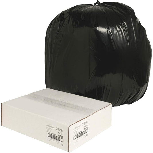 Nature Saver Black Low-density Recycled Can Liners - Large Size - 45 gal Capacity - 40" Width x 46" Length - 1.25 mil (32 Micron) Thickness - Low Density - Black - Plastic - 100/Carton - Cleaning Supp