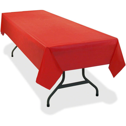 Tablemate Heavy-duty Plastic Table Covers - 108" Length x 54" Width - Plastic - Red - 6 / Pack