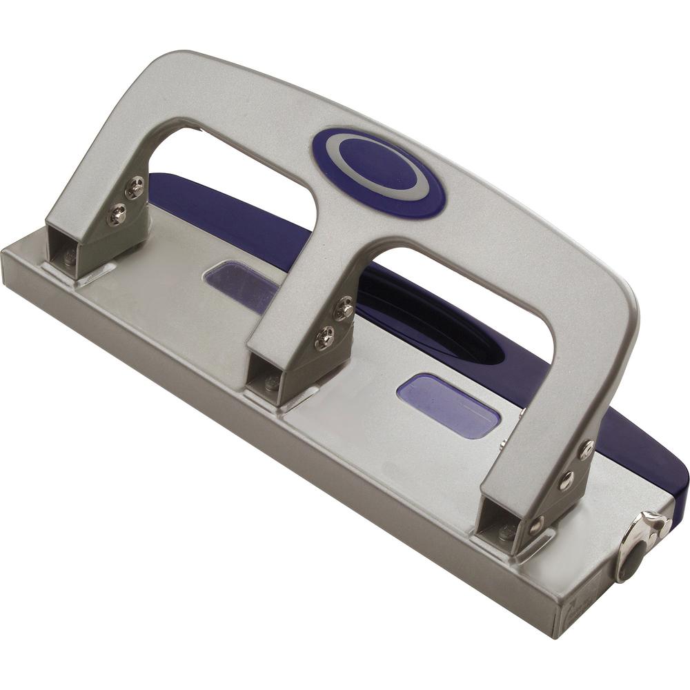 Officemate Deluxe 3-Hole Punch - 3 Punch Head(s) - 20 Sheet of 20lb Paper - 9/32" Punch Size - Silver