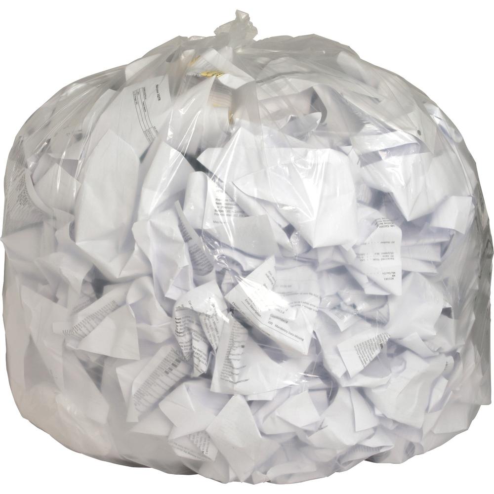 Genuine Joe Clear Trash Can Liners - 56 gal Capacity - 43" Width x 48" Length - 0.80 mil (20 Micron) Thickness - Low Density - Clear - Film - 100/Carton - Multipurpose - Recycled