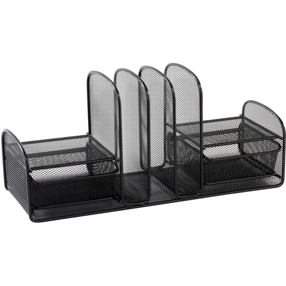 Safco Multipurpose Mesh Desktop Organizer - 7.8" Height x 17" Width x 6.8" DepthDesktop - Black - 1 Each