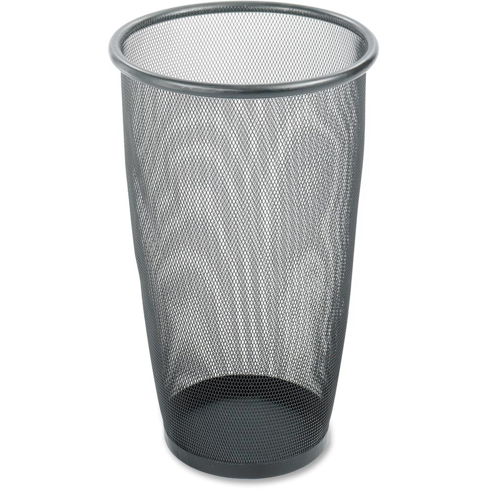 Safco Round Mesh Wastebaskets - 9 gal Capacity - Round - 13.50" Opening Diameter - 19.5" Height - Steel - Black - 1 Each