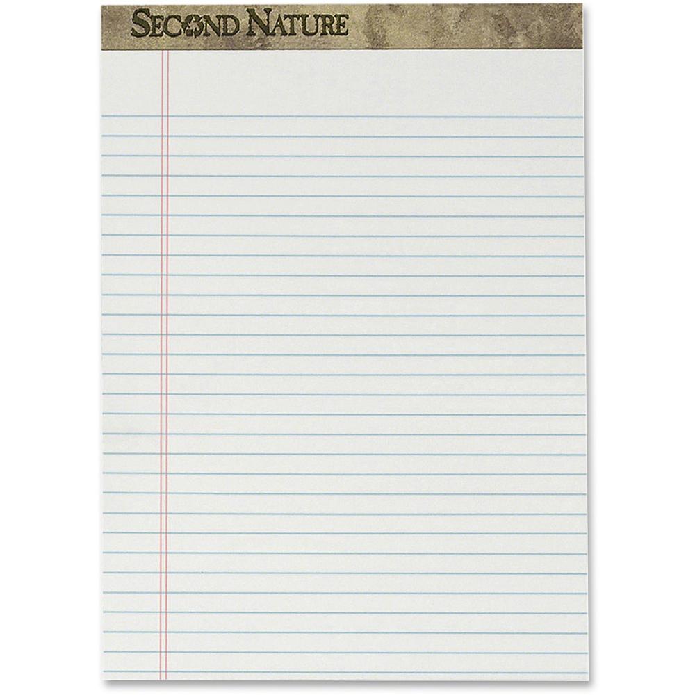 TOPS Second Nature Legal Pads - 50 Sheets - Ruled Red Margin - 18 lb Basis Weight - 8 1/2" x 11 3/4" - 2.50" x 11.8" x 8.5" - White Paper - Bleed Resistant, Perforated, Environmentally Friendly, Acid-