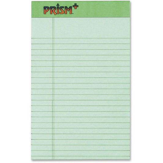 TOPS Prism Plus Legal Pads - 50 Sheets - Strip - 16 lb Basis Weight - 5" x 8" - 8" x 5" - Green Paper - Perforated, Rigid, Heavyweight, Bleed Resistant, Acid-free, Unpunched - 12 / Pack