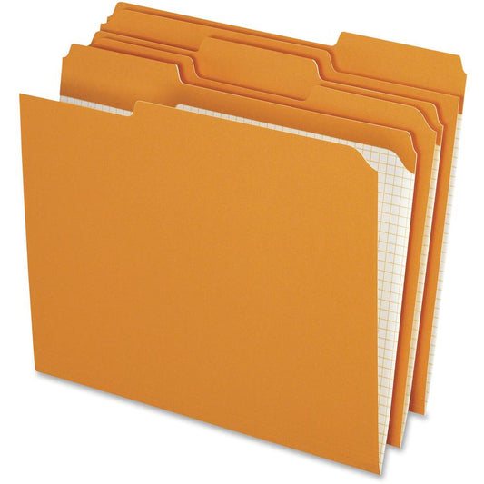 Pendaflex Reinforced Top Tab Colored File Folder - 8 1/2" x 11" - Top Tab Location - Assorted Position Tab Position - Orange - 10% Recycled - 100 / Box