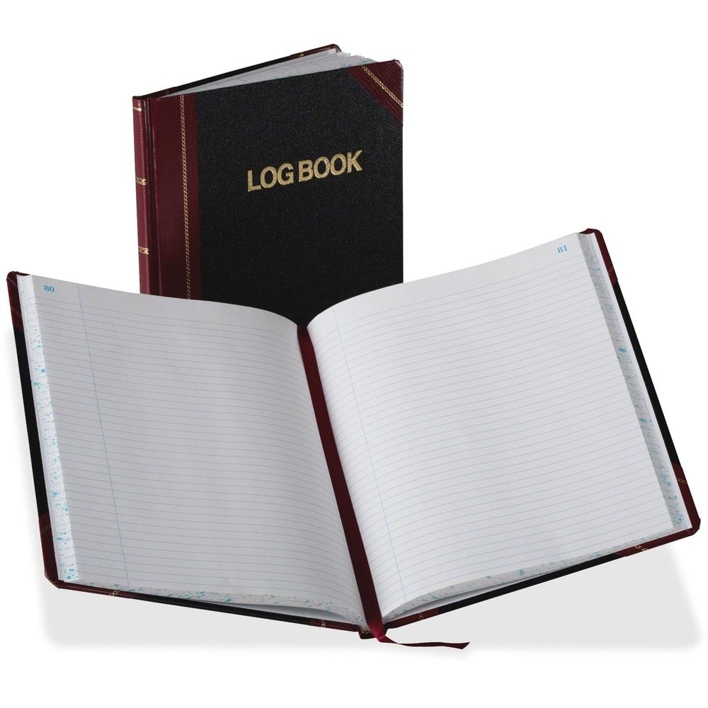 Boorum & Pease 150-page Record Ruled Log Book - 150 Sheet(s) - Thread Sewn - White - Black, Red Cover - 1 Each