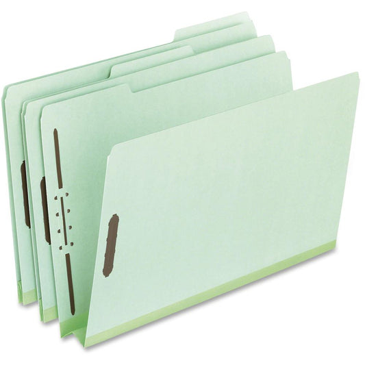 Pendaflex Pressboard Folders with Fastener - 8 1/2" x 14" - 2" Expansion - 2 Fastener(s) - Top Tab Location - Assorted Position Tab Position - Pressboard - Green - 60% Recycled - 25 / Box