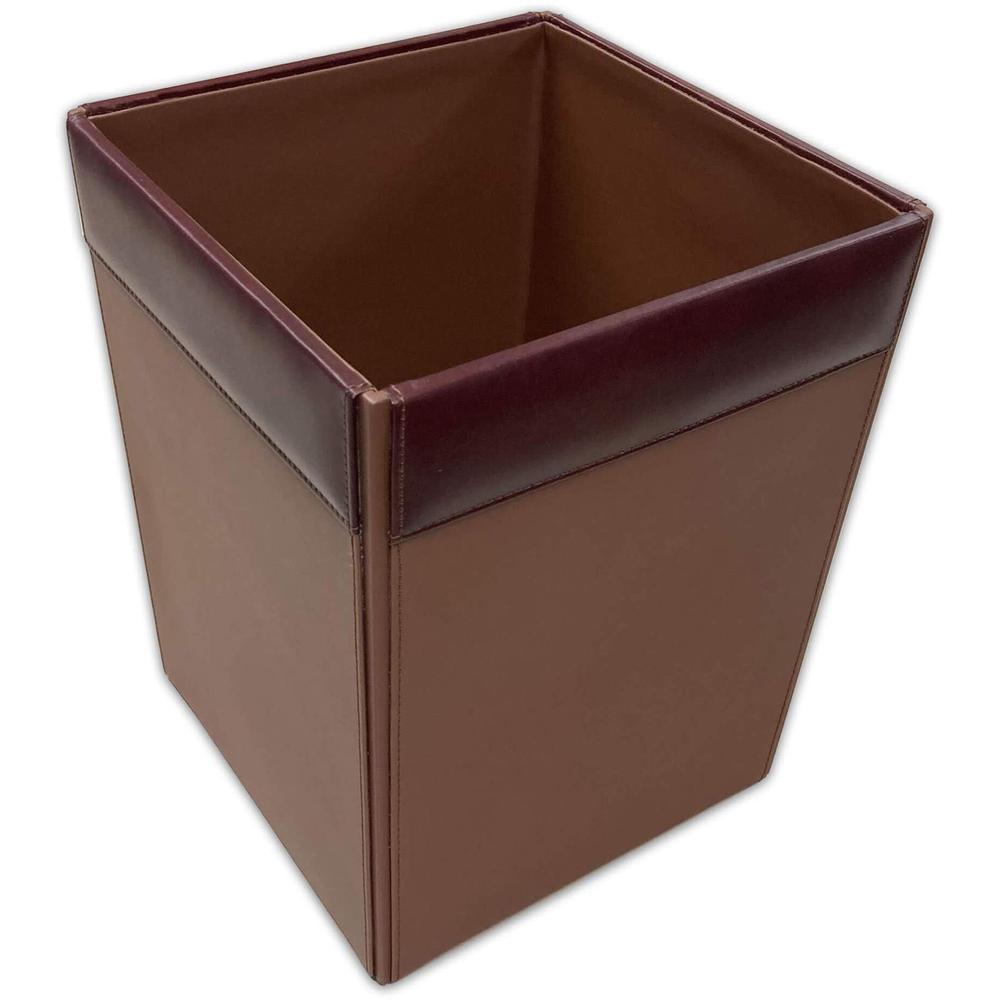 Dacasso Wastebasket - Square - 12" Height x 9.5" Width x 9.5" Depth - Leather - 1 Each