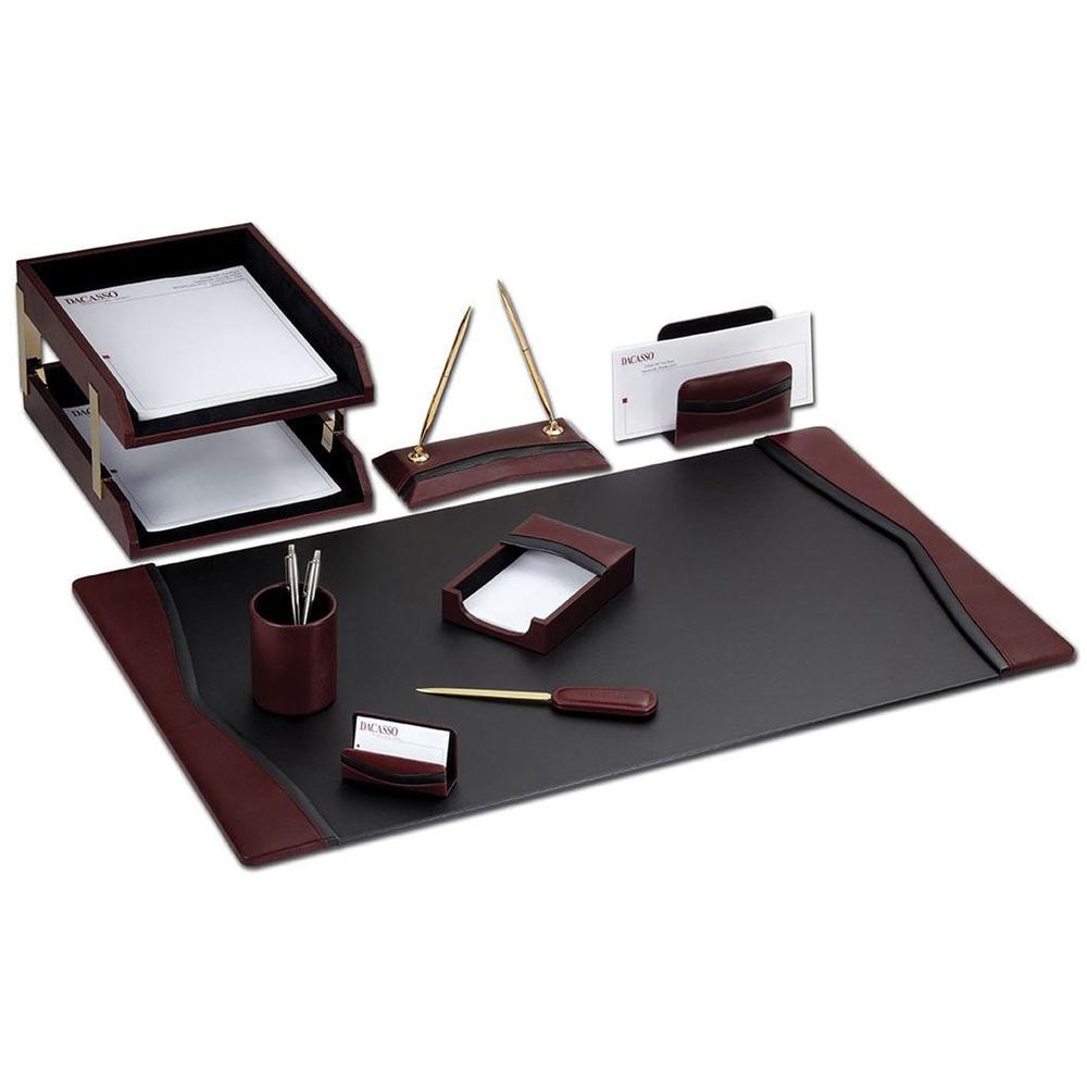 Dacasso Two-Toned Leather 10-Piece Desk Pad Kit - 1 Each