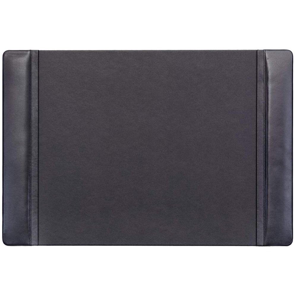 Dacasso Side-Rail Desk Pad - 25.5" Width x 17.25" Depth - Felt Backing - Leather - Black