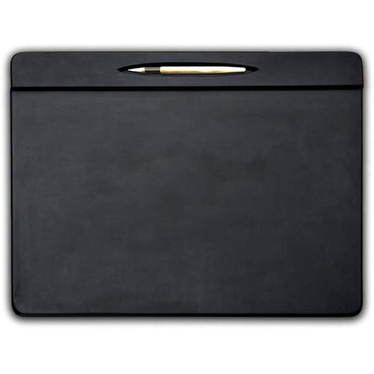 Dacasso Top Rail Pen Well Conference Pad - 17" Width x 14" Depth - Felt Backing - Leather - Black