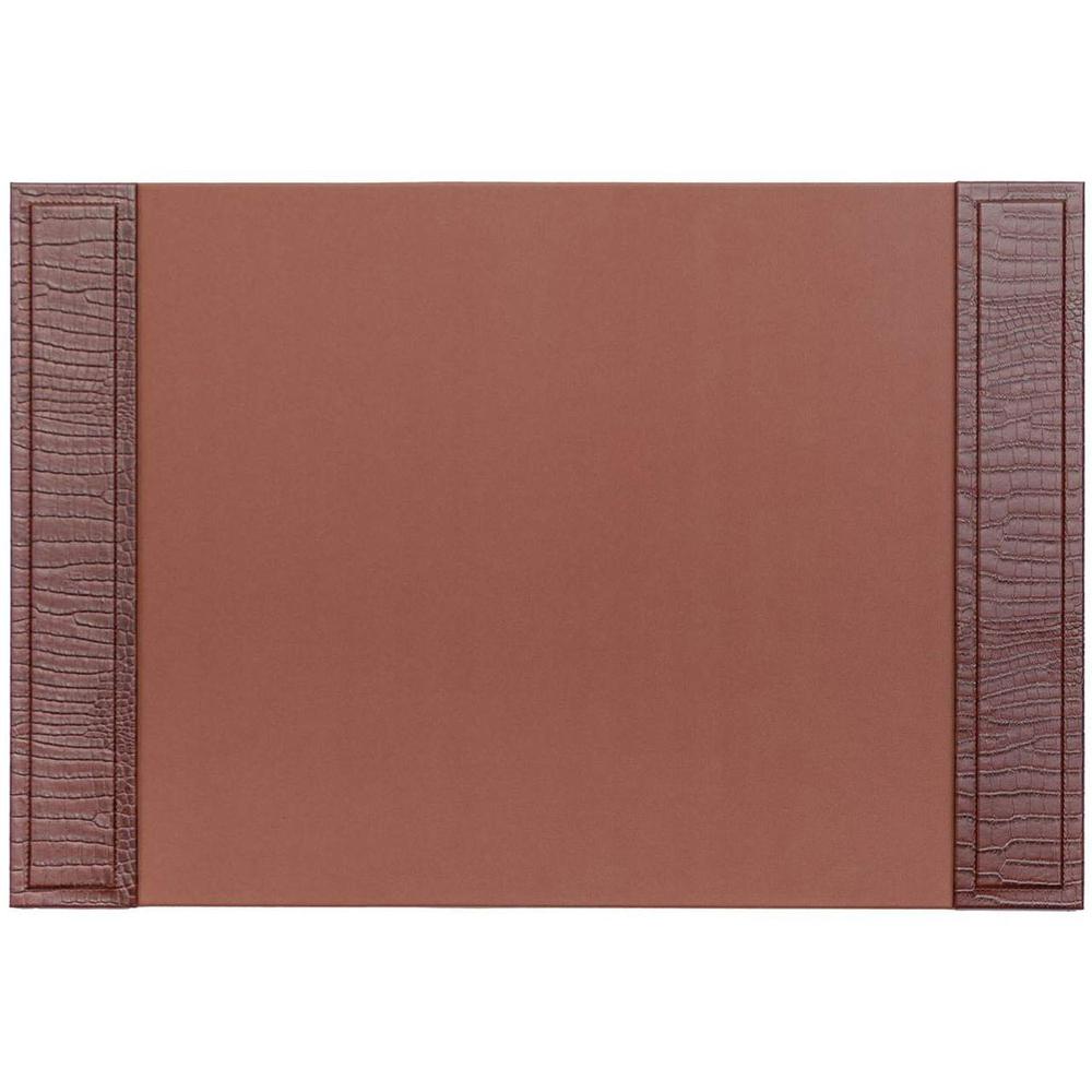 Dacasso Crocodile Embossed Side-Rail Desk Pad - Rectangular - 22.5" Width x 17.25000" Depth - Felt Tan Backing - Top Grain Leather - Brown