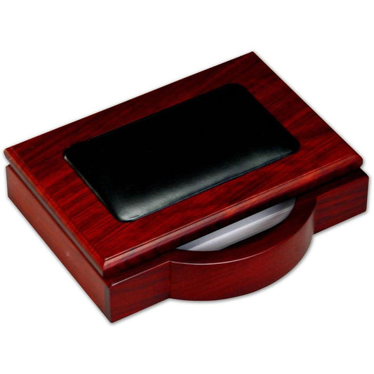 Dacasso Rosewood & Leather Memo Holder - Leather, Wood - 1 Each - Black