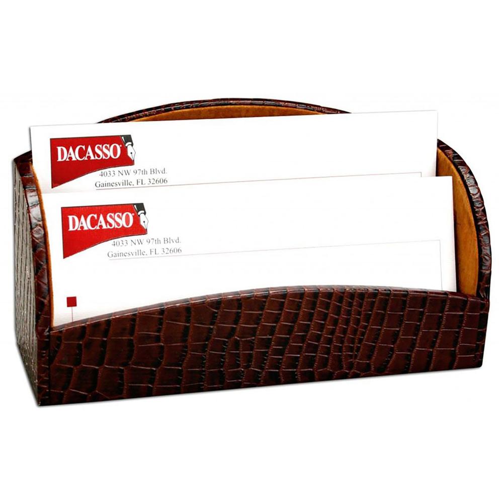 Dacasso Letter Holder with 2 Slots - Leather - Brown