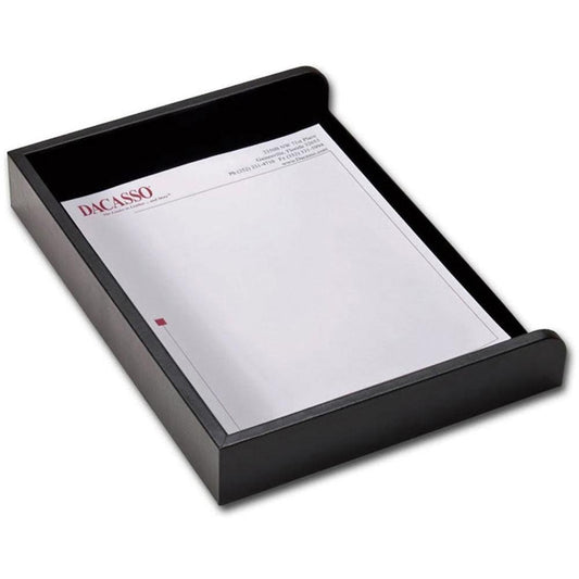 Dacasso Letter Tray - 2" x 10.5" - Leather - Black