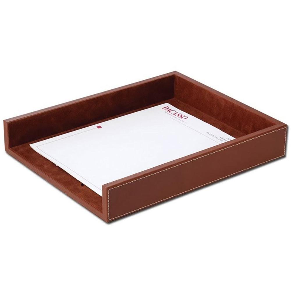 Dacasso Single Front Load Letter Tray - 2" x 10.6" - Leather - Brown