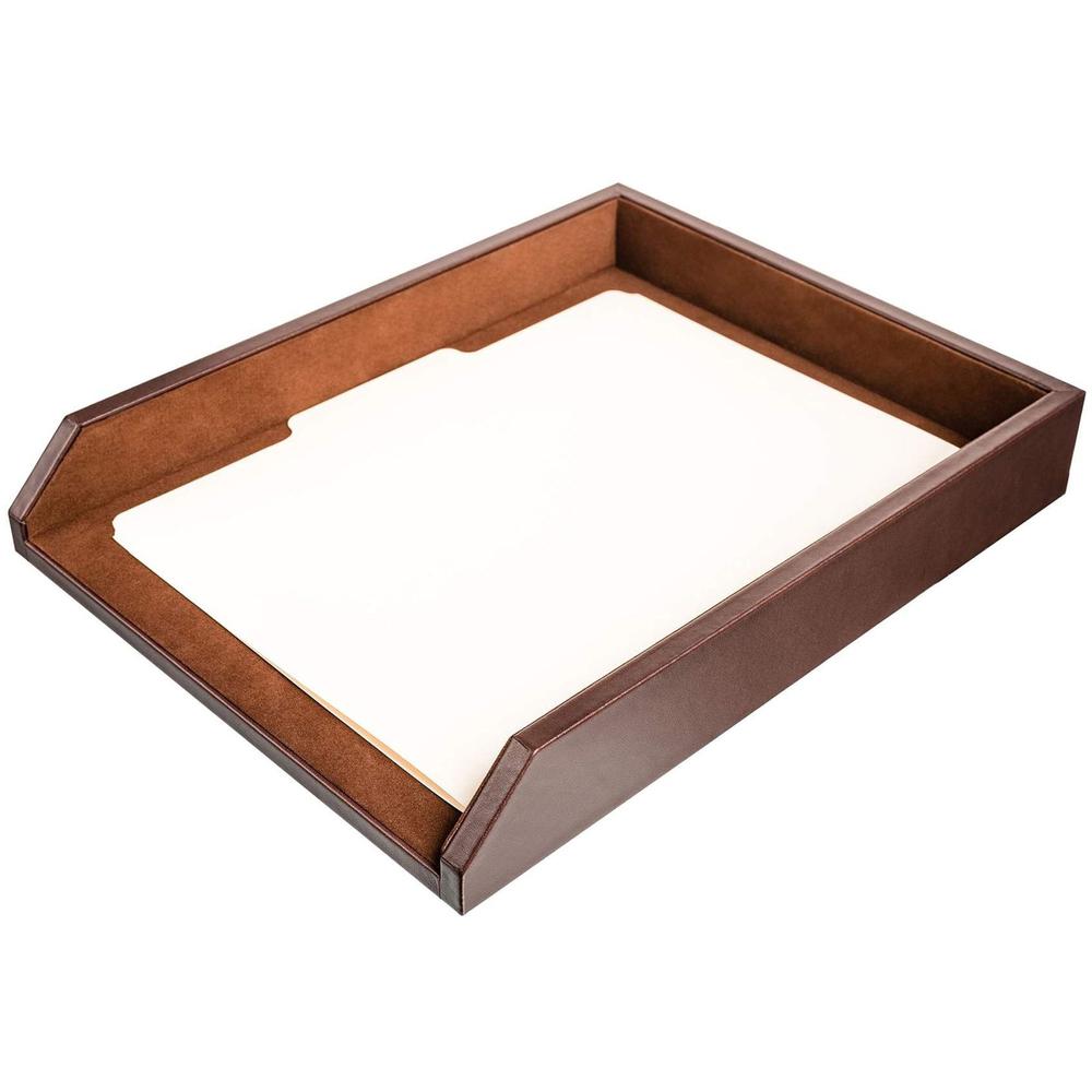 Dacasso Single Front Load Tray - 2" x 10.5" - Leather - Chocolate